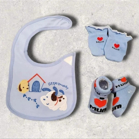Little Buddy Dog Bib, Mittens, Socks Gift Set - Picture 1 of 6